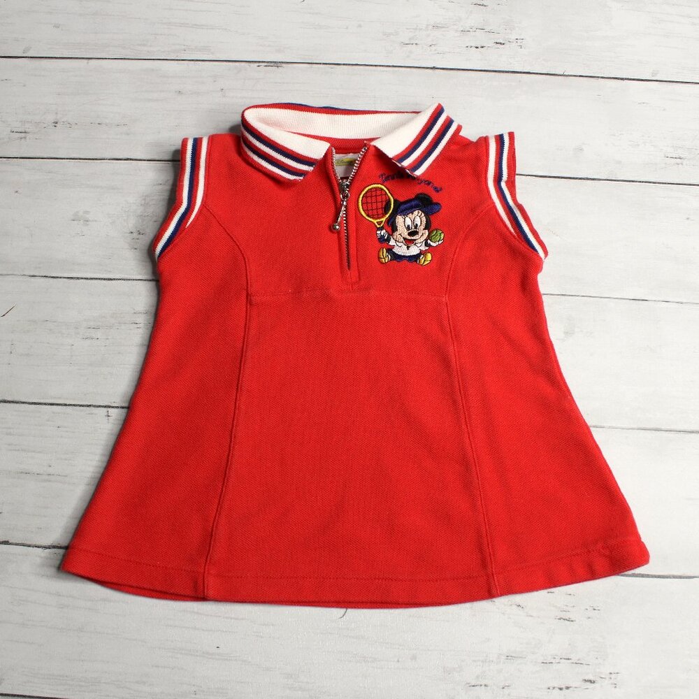 Disney Vintage Baby Girl's Sleeveless Polo Dress Size 9-12 Months Tennis